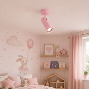 Spot aplicat directionabil cu bec GU10 Linca roz pastel