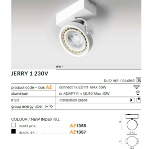Spot aplicat directionabil JERRY 1 alb ZZ AZ1366 - Img 4