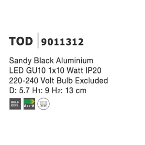 Spot aplicat directionabil TOD negru 211384 universul-luminii.ro