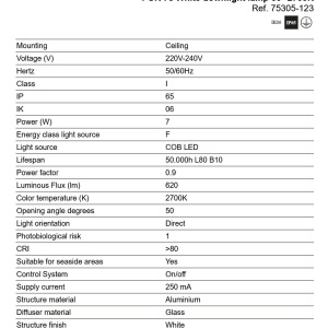 Spot aplicat LED 2700K IP65 PUK 76 alb - Img 4