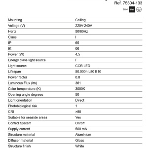 Spot aplicat LED 3000K IP65 PUK 58 alb - Img 4