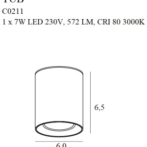 Spot aplicat LED design minimalist TUB negru/auriu - Img 2