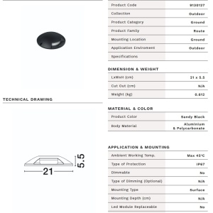 Spot aplicat sol/ perete exterior IP67, LED 3W 2700K, IK10 ROUTE - Img 10