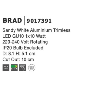 Spot directionabil, incastrabil tavan fals BRAD NVL-9017391 83704 universul-luminii.ro