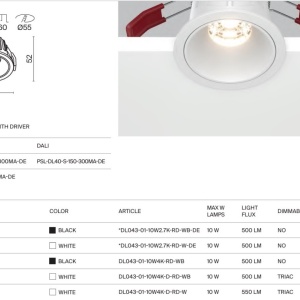 Spot incastrabil Alfa LED 2700K 1x10W 36 grade 184304 universul-luminii.ro