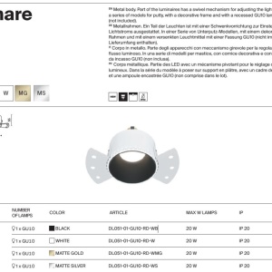 Spot incastrabil design tehnic Share alb, auriu mat 7,5cm 183094 universul-luminii.ro