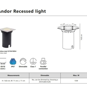 Spot incastrabil exterior terasa/ gradina IP67 Andor 133904 universul-luminii.ro