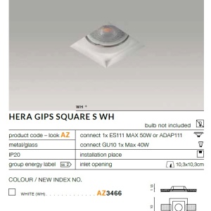 Spot incastrabil tavan/plafon HERA GIPS SQUARE S alb 81694 universul-luminii.ro