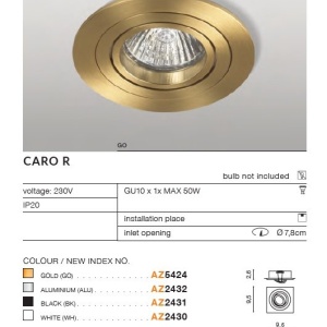 Spot incastrat tavan/plafon CARO R auriu 61344 universul-luminii.ro