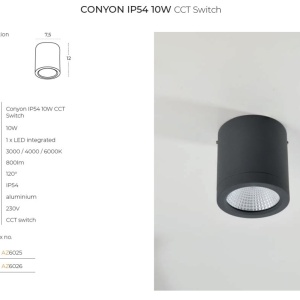 Spot LED aplicat de exterior IP54 CONYON 10W CCT SWITCH 144844 universul-luminii.ro