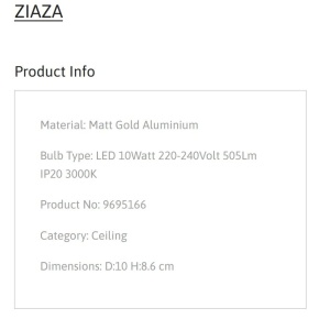 Spot LED aplicat diametru 10cm ZIAZA auriu, NVL-9695166 246304 universul-luminii.ro