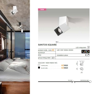 Spot LED aplicat directionabil design modern Santos Square alb ZZ AZ3522 - Img 2