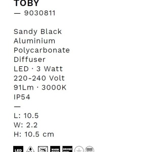 Spot LED aplicat iluminat exterior ambiental IP54 TOBY negru 238464 universul-luminii.ro