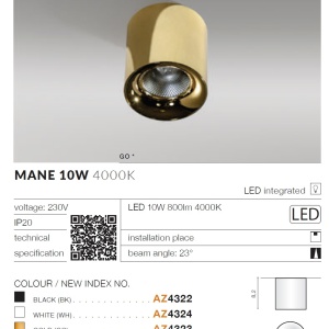 Spot LED aplicat tavan/plafon MANE negru 4000K 97444 universul-luminii.ro