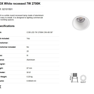 Spot LED dimabil / incastrabil tavan / plafon FOX alb 7W 85024 universul-luminii.ro