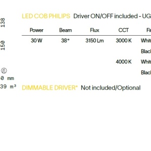 Spot LED directionabil, incastrabil pentru tavan fals NOVA 30W 4000K WH 93984 universul-luminii.ro