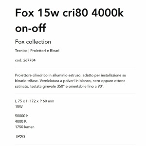 Spot LED directionabil pentru sina Link FOX 15W on-off 4000K WH 235574 universul-luminii.ro