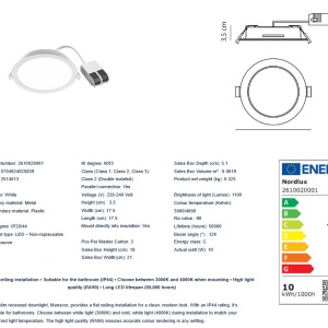Spot LED incastrabil baie IP44 Manacor 18 alb - Img 5