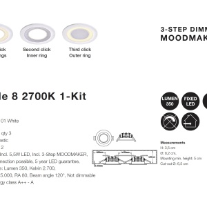 Spot LED incastrabil Clyde 8 / 2700K / 3-Step MOODMAKER 72404 universul-luminii.ro