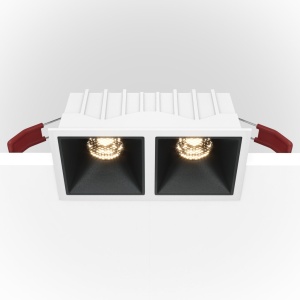 Spot LED incastrabil cu 2 surse de iluminat Alpha alb, negru 3000K