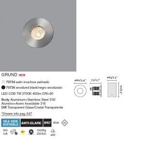 Spot LED incastrabil de exterior pavaj GRUND 7W inox negru 92314 universul-luminii.ro
