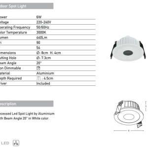 Spot LED incastrabil pentru baie IP54 Ozzy alb 155094 universul-luminii.ro
