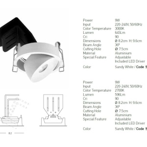 Spot LED reglabil Trimless 9W 2700K alb - Img 3