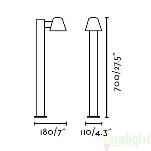 Stalp de exterior modern inaltime 70cm cu protectie IP44 GINA 71352 64684 universul-luminii.ro