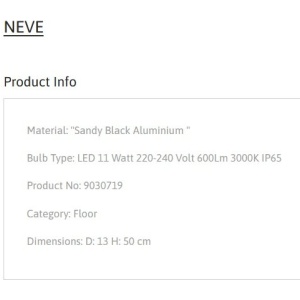 Stalp de exterior pentru terasa sau gradina, NEVE H-50cm 152914 universul-luminii.ro