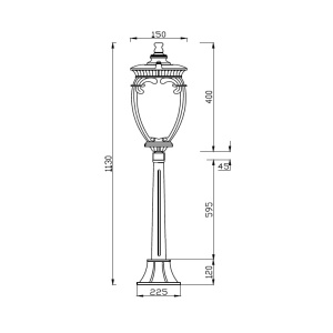 Stalp de exterior protectie IP44, Fleur H-113cm, negru cu auriu 100754 universul-luminii.ro