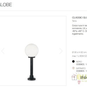 Stalp de iluminat exterior design clasic GLOBE PT1 SMALL opal 187549 59624 universul-luminii.ro