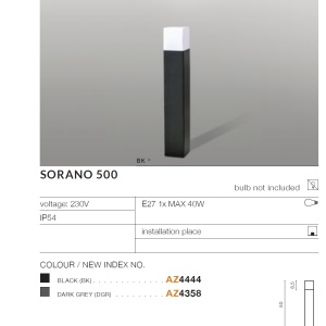 Stalp de iluminat exterior modern IP54 SORANO H-50cm negru 97284 universul-luminii.ro