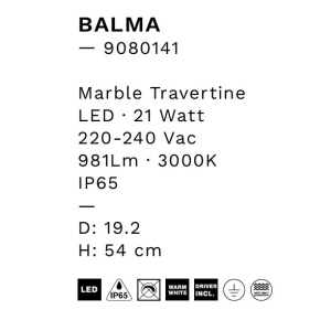 Stalp exterior din travertin LED IP65 Balma 251294 universul-luminii.ro