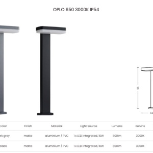 Stalp exterior OPLO IP54 gri inchis H-65cm - Img 2