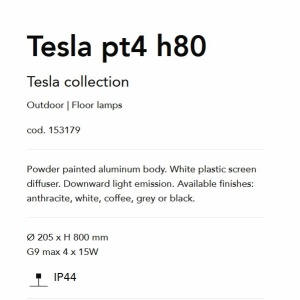 Stalp iluminat exterior design modern TESLA PT4 H80 BIANCO 65684 universul-luminii.ro