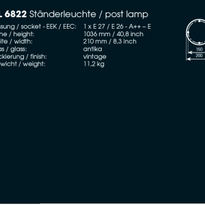 Stalp iluminat exterior din fier forjat, inaltime 103cm, AL 6822 56064 universul-luminii.ro