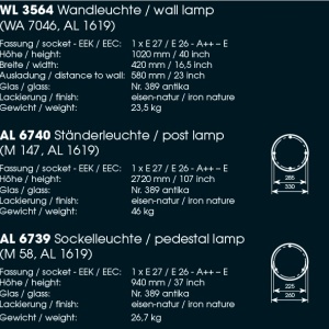 Stalp iluminat exterior din fier forjat, inaltime 272cm, AL 6740 61384 universul-luminii.ro