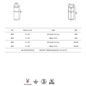 Stalp iluminat exterior IP65 CHICAGO alb H-35cm, MA-8845 171604 universul-luminii.ro