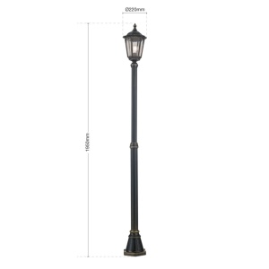 Stalp iluminat exterior stil clasic IP43 H195 Puchberg AL 11K/82506 schwarz-gold/rauch OR 631204 universul-luminii.ro