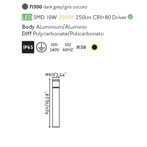 Stalp LED de iluminat exterior design modern IP65 PLIM-2 80744 universul-luminii.ro