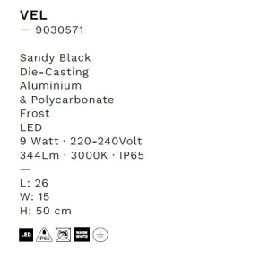 Stalp LED iluminat exterior modern IP65 VEL H-50cm 229494 universul-luminii.ro