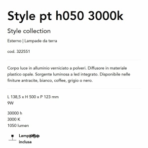 Stalp LED iluminat exterior Style pt h050 3000k gri 143564 universul-luminii.ro