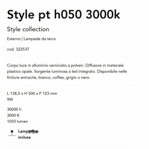 Stalp LED iluminat exterior Style pt h050 3000k negru 143574 universul-luminii.ro
