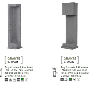 Stalp LED modern de exterior IP65 GRANTE gri ciment, H-53cm 190834 universul-luminii.ro