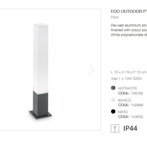 Stalp modern de exterior cu protectie IP44 EDO OUTDOOR PT1 SQUARE antracit 135762 51384 universul-luminii.ro