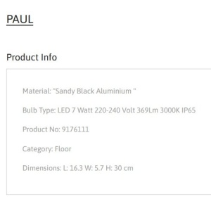 Stalp pentru exterior, terasa sau gradina, PAUL H-30cm 152884 universul-luminii.ro