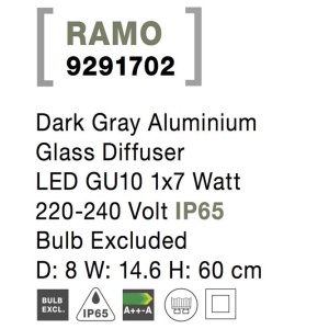 Stalp pentru iluminat exterior IP65 RAMO H-60cm NVL-9291702 190654 universul-luminii.ro