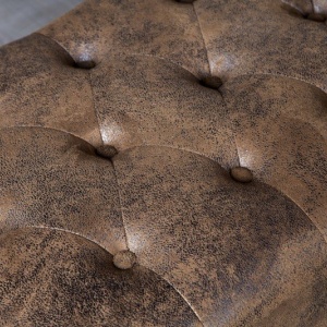 Taburete clasic stil englezesc Chesterfield maro antic - Img 2