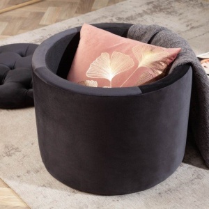Taburete cu spatiu de depozitare Modern Barock 50cm, negru - Img 2
