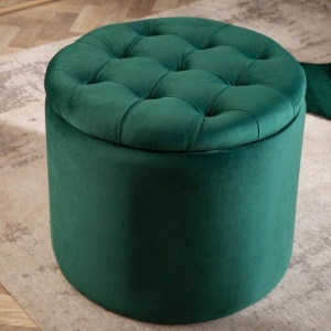 Taburete cu spatiu de depozitare Modern Barock 50cm, verde inchis - Img 4